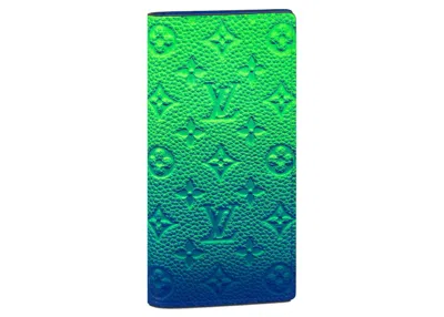 Pre-owned Louis Vuitton Pf Brazza Taurillon Illusion In Blue/green