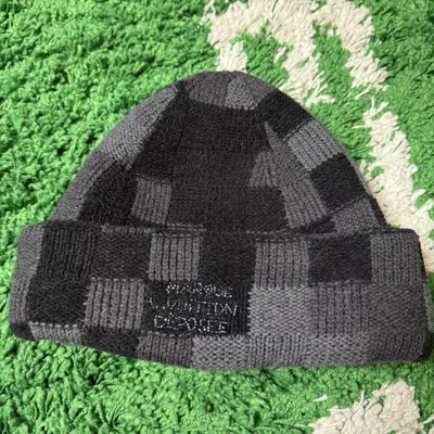 Pre-owned Louis Vuitton Pharrell Damier Denim Hat Beanie In Black