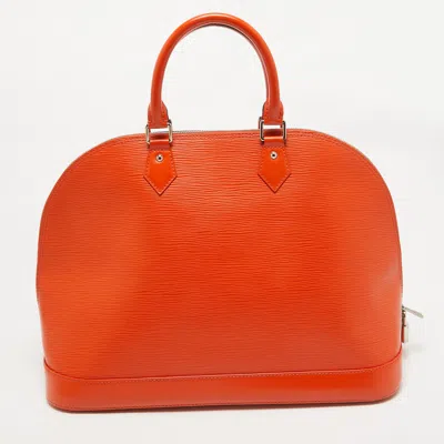 Pre-owned Louis Vuitton Piment Epi Leather Alma Gm Bag In Orange