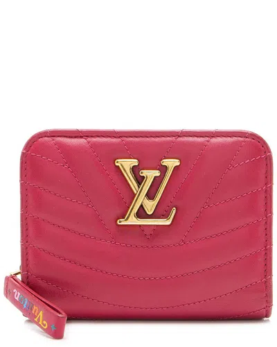 Pre-owned Louis Vuitton Pink Calfskin New Wave Compact Zip Wallet (authentic Pre-loved)