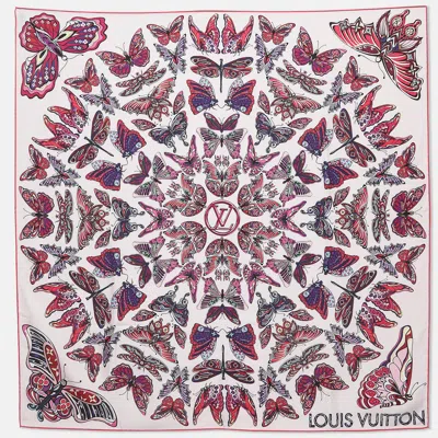Pre-owned Louis Vuitton Pink Carre World Of Love Butterfly Silk Square Scarf