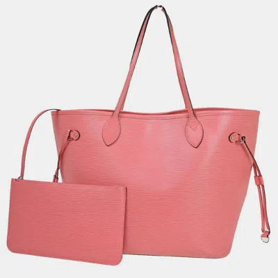 Pre-owned Louis Vuitton Pink Epi Leather Neverfull Mm Tote Bag