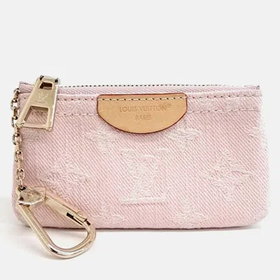 Pre-owned Louis Vuitton Pink Fabric Monogram Denim Key Pouch