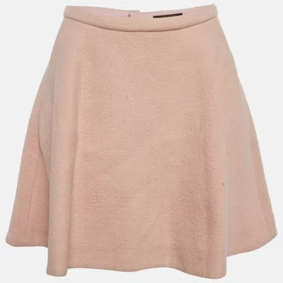 Pre-owned Louis Vuitton Pink Felt Flared Mini Skirt S
