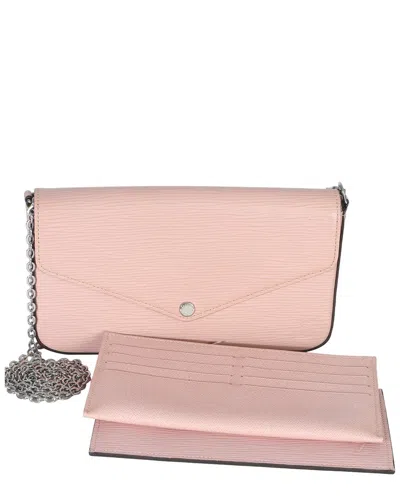 Pre-owned Louis Vuitton Pink Leather Epi Felicie Pochette (authentic Pre-loved)