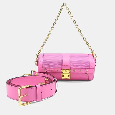 Pre-owned Louis Vuitton Pink Leather Epi Papillon Trunk