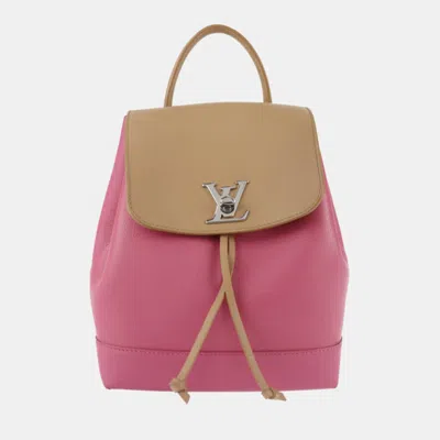 Pre-owned Louis Vuitton Pink Leather Lockme Backpack