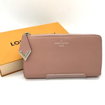 Pre-owned Louis Vuitton Pink Leather Long Wallet (bi-fold) ()
