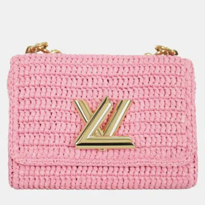 Pre-owned Louis Vuitton Pink Madagascan Raffia Twist Pm Bag