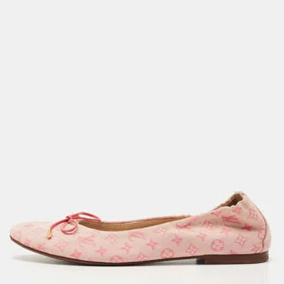 Pre-owned Louis Vuitton Pink Monogram Canvas Mini Lin Ballet Flats Size 36.5