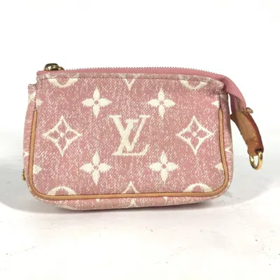 Pre-owned Louis Vuitton Pink Monogram Denim Coin Purse/coin Case ()