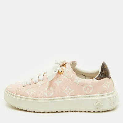 Pre-owned Louis Vuitton Pink Monogram Giant Canvas Time Out Sneakers Size 35.5