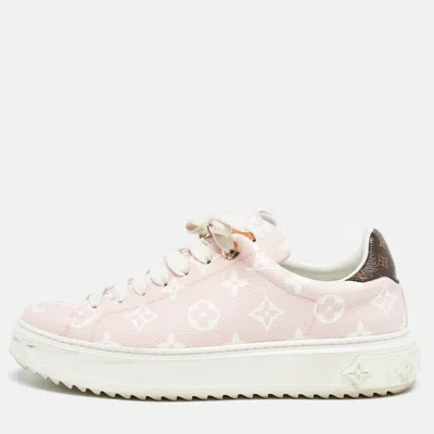 Pre-owned Louis Vuitton Pink Monogram Giant Canvas Time Out Sneakers Size 38.5