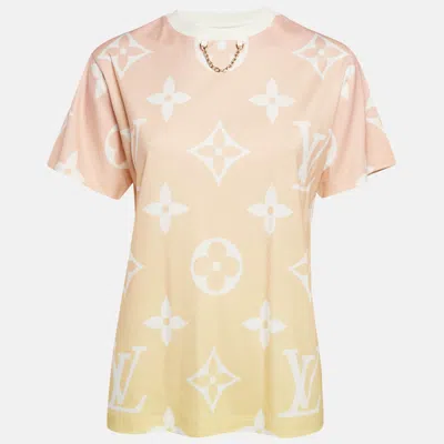 Pre-owned Louis Vuitton Pink Monogram Jersey T-shirt M
