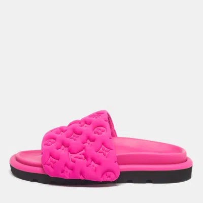 Pre-owned Louis Vuitton Pink Neoprene Pool Pillow Flat Sandals Size 40