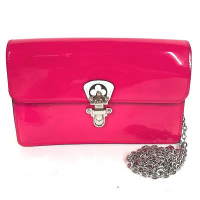 Pre-owned Louis Vuitton Pink Patent Leather Chain/shoulder Wallet ()