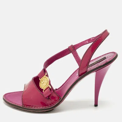 Pre-owned Louis Vuitton Pink Patent Leather Slingback Sandals Size 39.5