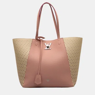 Pre-owned Louis Vuitton Pink Perforated Lockme Cabas