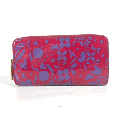 Pre-owned Louis Vuitton Pink Purple Patent Leather Long Wallet (bi-fold) ()