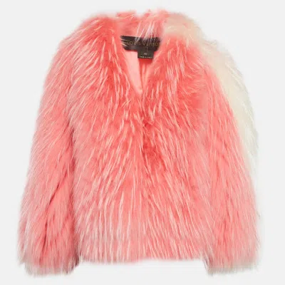 Pre-owned Louis Vuitton Pink Raccoon Fur Crop Jacket M