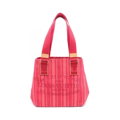 Pre-owned Louis Vuitton Pink Red Color Rouge Grenadine Canvas Suede Leather Tote Bag () In Pink, Red Color, Rouge Grenadine