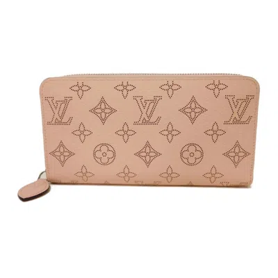 Pre-owned Louis Vuitton Pink Rose Mahina Leather Leather Long Wallet (bi-fold) ()