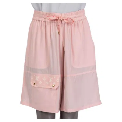 Pre-owned Louis Vuitton Pink Silk 2022 Monogram Ombre Bermuda Shorts Pants M