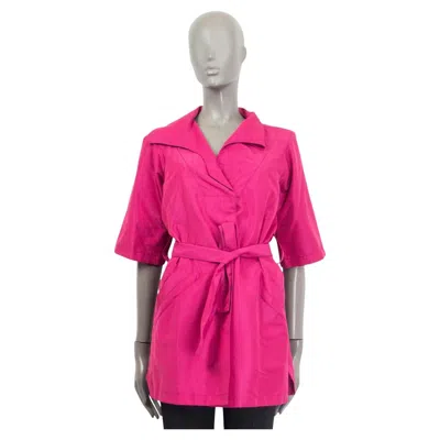 Pre-owned Louis Vuitton Pink Silk Short Sleeve Belted Jacket 38 S