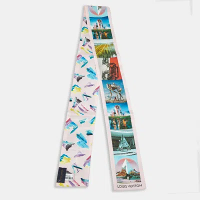 Pre-owned Louis Vuitton Pink Splash Limited Edition Rose De Nicolas Ghesquière Silk Bandeau Scarf