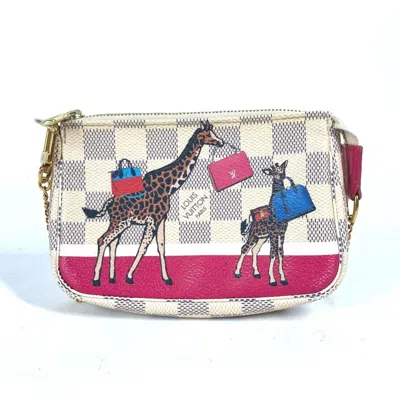 Pre-owned Louis Vuitton Pink White Damier Azur Handbag Pochette Pouch Shoulder Bag ()