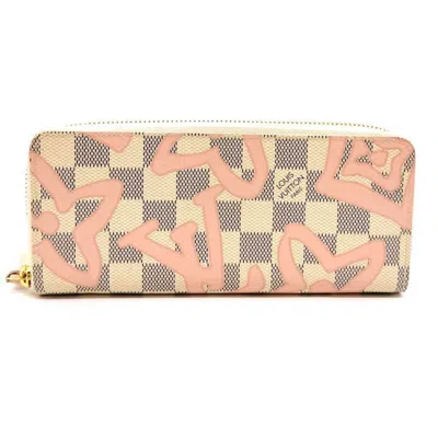 Pre-owned Louis Vuitton Pink White Damier Azur Long Wallet (bi-fold) () In Multi