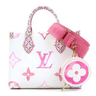 Pre-owned Louis Vuitton Pink White Leather Handbag Shoulder Bag () In Pink, White