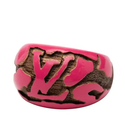 Pre-owned Louis Vuitton Pink Wood Band Ring ()