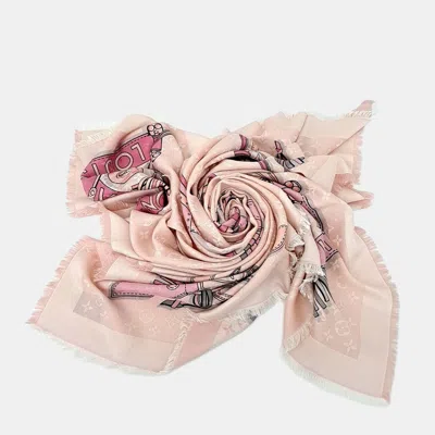 Pre-owned Louis Vuitton Pink Wool Silk Shawl