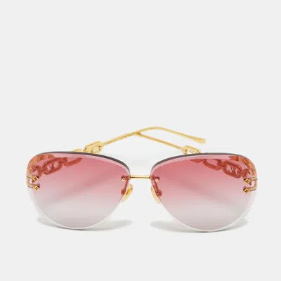 Pre-owned Louis Vuitton Pink/gold Tone Gradient Z2981u Jewel Pilot Sunglasses