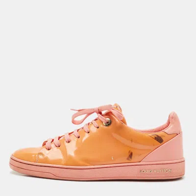 Pre-owned Louis Vuitton Pink/orange Patent Leather Frontrow Sneakers Size 38
