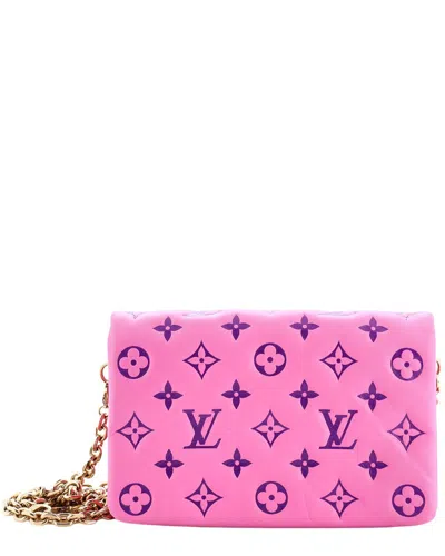 Pre-owned Louis Vuitton Pink/purple Monogram Embossed Lambskin Rare Coussin Pochette  (authentic Pre-loved)