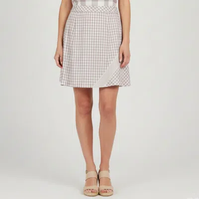 Pre-owned Louis Vuitton Pink/white Checkered Chiffon And Knit Midi Skirt L