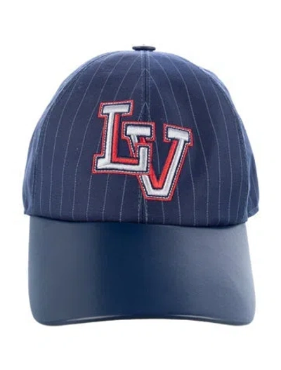 Pre-owned Louis Vuitton Pinstripe Varsity Cap In Blue