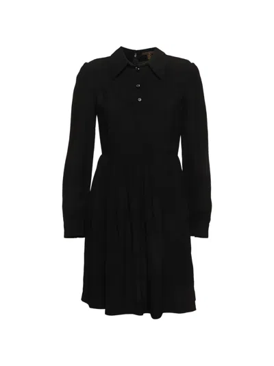 Pre-owned Louis Vuitton Pintuck Collar Flared Mini Dress In Black