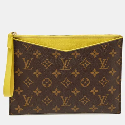Pre-owned Louis Vuitton Pistache Monogram Canvas Pochette Pallas Clutch In Yellow