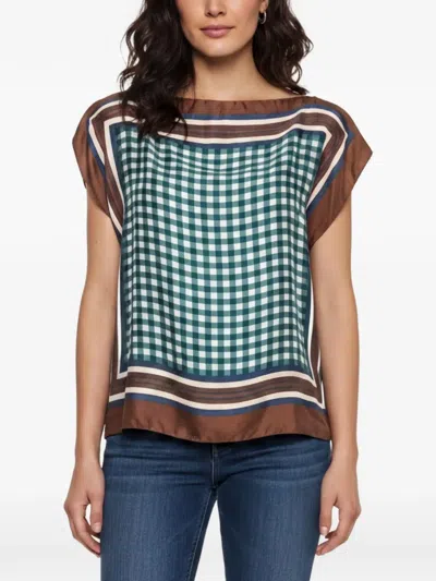 Pre-owned Louis Vuitton Plaid Logo-detail Blouse In Green