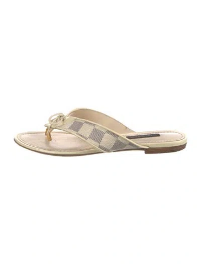 Pre-owned Louis Vuitton Plaid Print Bow Accents Slides In Neutral