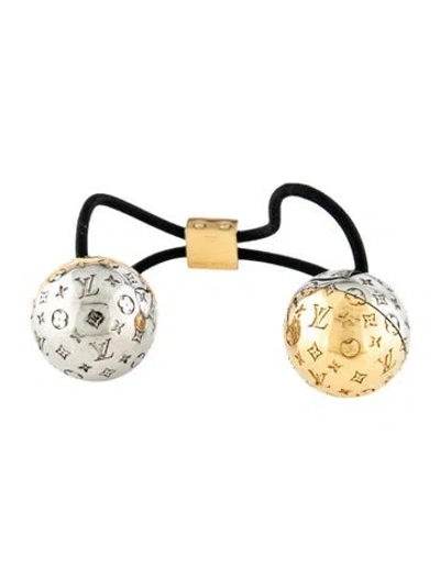 Pre-owned Louis Vuitton Planète Lv Nanogram Hair Tie In Gold/metallic