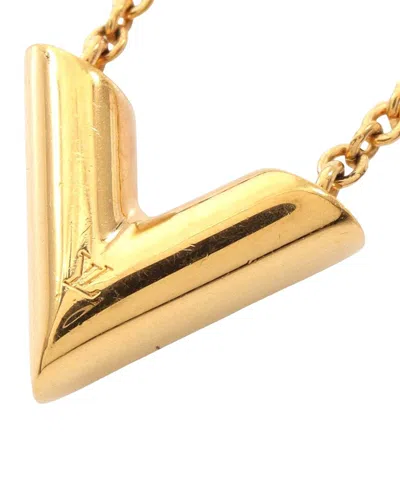 Pre-owned Louis Vuitton Plated Essential V Necklace Gold (authentic Pre-loved)
