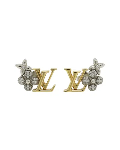 Pre-owned Louis Vuitton Plated Zircon Earrings (authentic Pre-loved) In Gold
