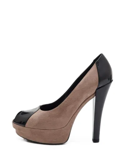 Pre-owned Louis Vuitton Platform Peep-toe Pumps In Brown