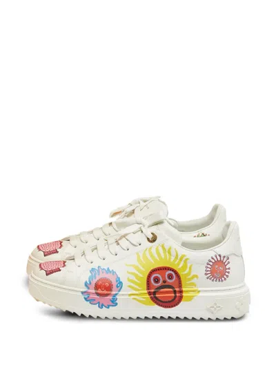 Pre-owned Louis Vuitton Playful-motif Leather Sneakers In White