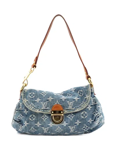 Pre-owned Louis Vuitton Pleaty Handbag Denim Mini Shoulder Bag In Blue