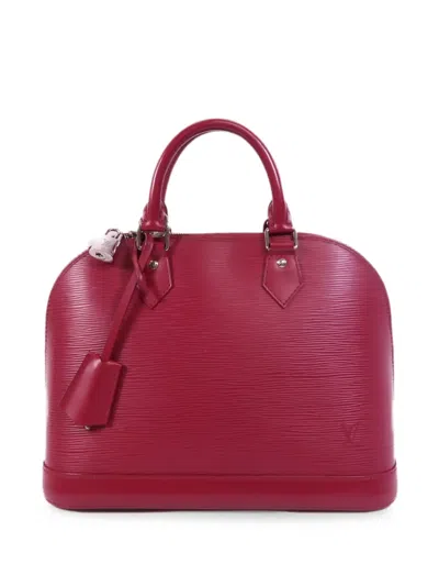 Pre-owned Louis Vuitton Pm Alma Leather Tote Bag In Red